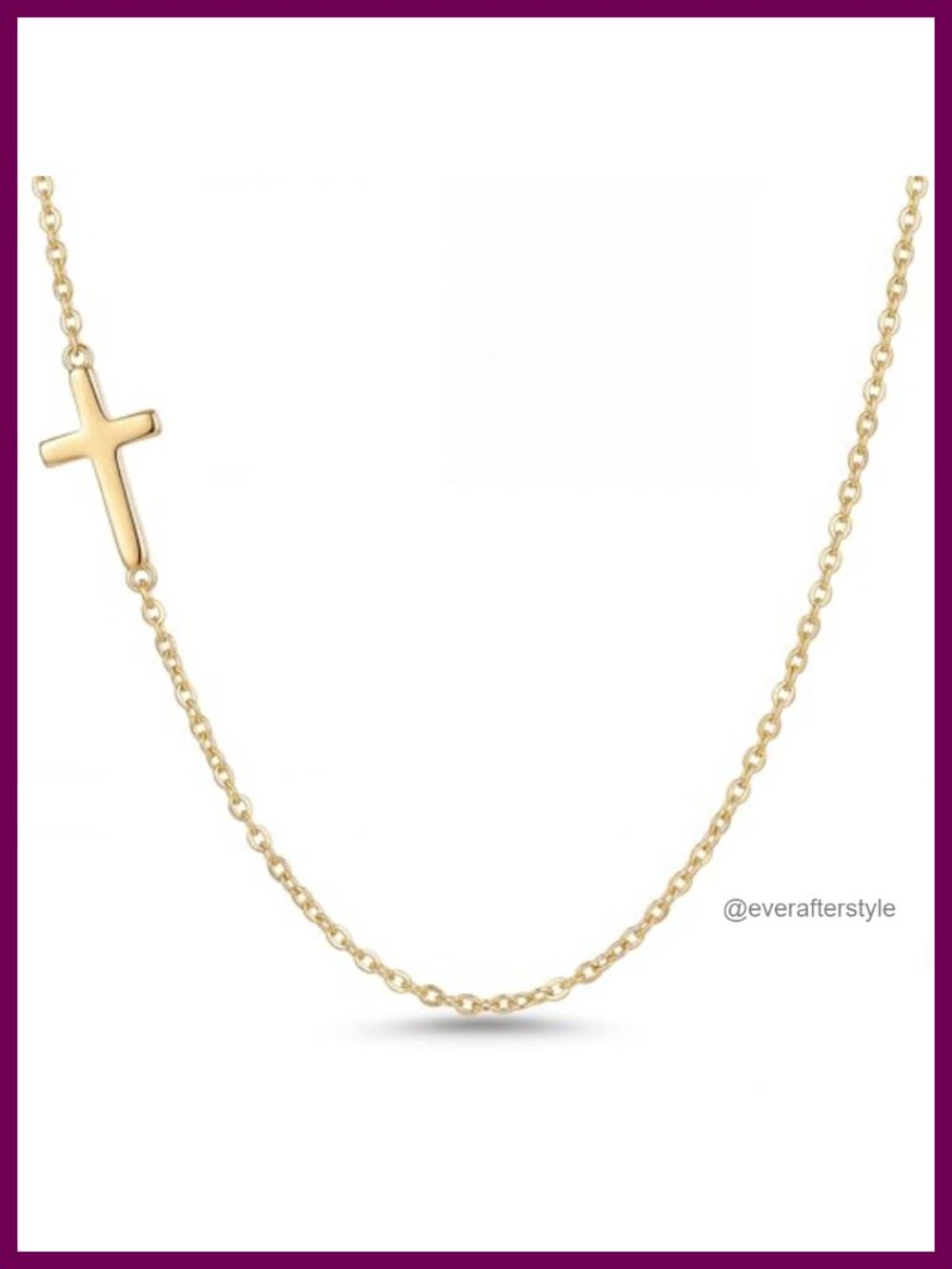 18K Gold Plated Sideways Cross Necklace S925 Sterling Silver Dainty Pendant